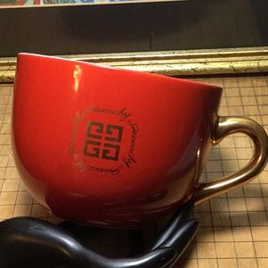 Givenchy Red Oversized Mug Cup Gold Trim for Trinkets Jewelry Coffee 24oz Apprx
